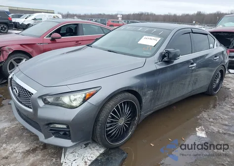 2014 Infiniti Q50 Hybrid Sport z USA, uszkodzony, nr VIN JN1AV7AR6EM703634